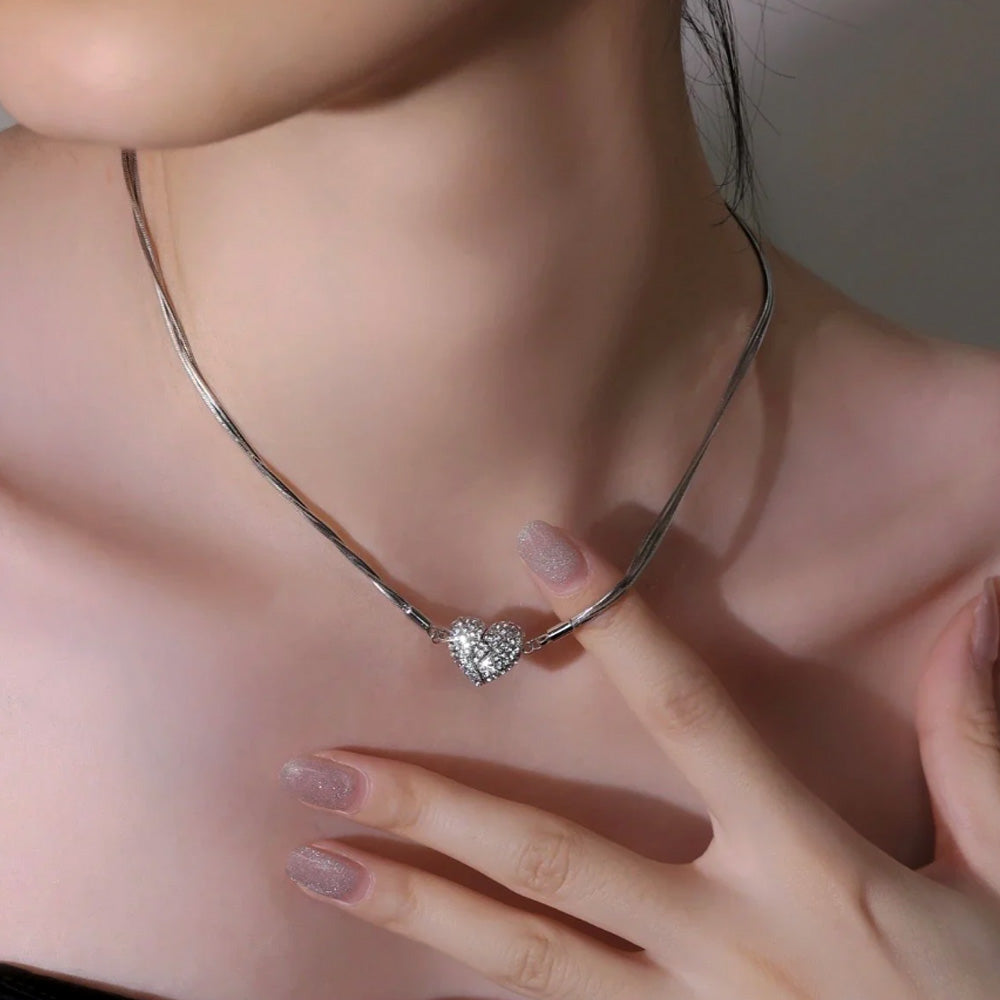 Collana cuore argento magnetico